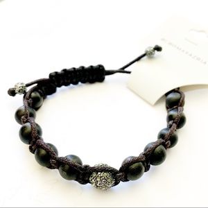 BCBG BRACELET BUDDHIST BEAD DARK BROWN WOOD BOHO STYLE